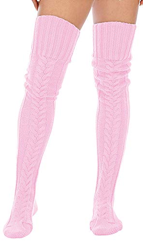 Image of Leoparts Women's Cable Knitted Thigh High Boot Socks Extra Long Winter Stockings Over Knee Leg Warmers