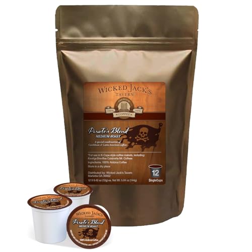 Wicked Jack's Coffee Pirates Blend, Single-Serve Pods 12 ct Medium Roast