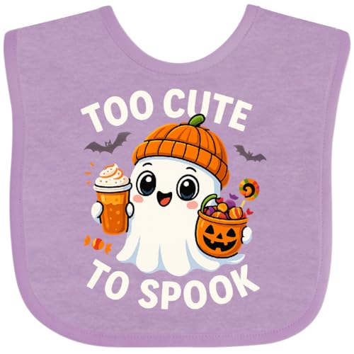 inktastic Cute Halloween Ghost with Pumpkin Hat and Treats Baby Bib 1
