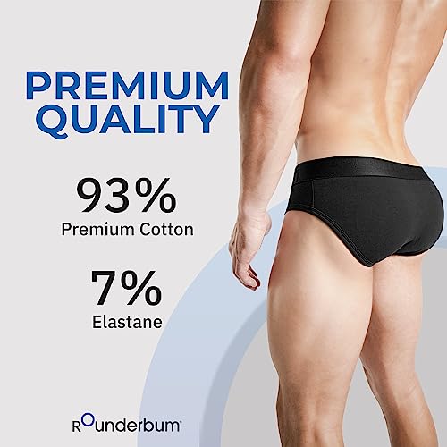 Rounderbum Mens Underwear - Mens Boxer Briefs - Boxer With Butt Enhancing Pads - Body Shaper - Padded Underwear Shapewear Black Small #TOP3