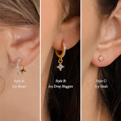 Sterling Silver Post Earrings for Women - Hypoallergenic Cartilage Earrings Dainty 14K Gold Plated Stud Huggie Hoop Earrings Dangle Chain Earrings Gold Jewelry4