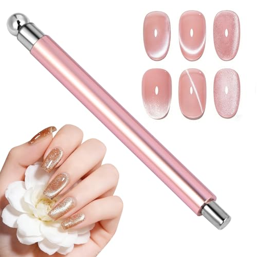 AYBUY Magnetischer Cat Eye Magnet Stift Nail Art Werkzeug Magnetstift mit Cat Eye Gel Pulver oder Nagellack Nailart-Stick-Tool für DIYCateye Magnet Stift Rosa mit Runder Magnetperle