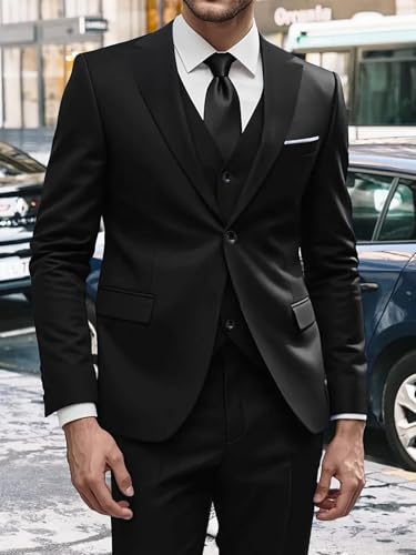 Mens Suits Slim Fit 3 Piece Tuxedo Suit One Button Solid Prom Wedding Party Blazer Pants Suits2