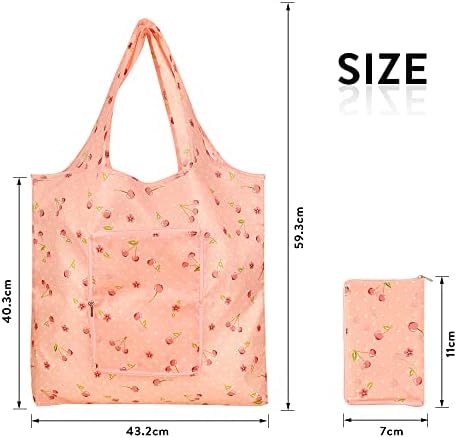 YancLife Floral Foldable Shopping Bags, 2 Pack Waterproof Reusable Heavy-duty Grocery Shopping Cloth Bags, Handy Oxford Machine Washable, for Buying Vegetables, Outdoor Trave, Camping