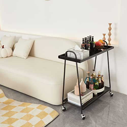 Diiyiv Bar Cart 2-Tire Mobile Serving Cart,Wine Cart On Wheels,Black Beverage Cart For Home Acrylic Small Bar Carts #TOP5