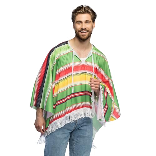 Boland - Poncho mexicano de tamanho único, peça superior para adultos, fantasia mexicana para festivais, carnaval ou festas temáticas