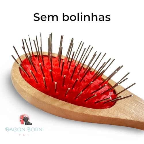 Escova Para Pet Sem Bolinha Pente Madeira Spitz Alemão Anão E Lulu Da Pomerania Lhasa
