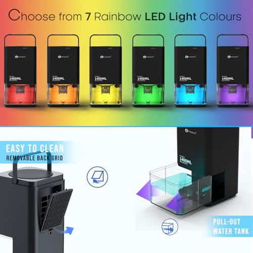 ​Puremate1​400Ml Electric Dehumidifier With Ultra Quiet & Auto Shut Off 7 Colorful Led Portable Mini Dehumidifier ​For Damp, Mould, Moisture In Home,For Wardrobe, Bathroom, Bedroom, Garage - 8