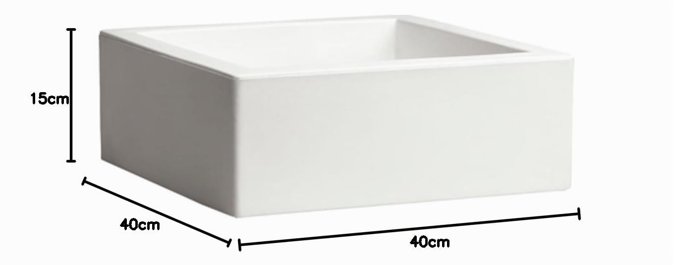 hydroflora 63002700 Vaso Quadrato Nicoli Minos 40 x 40 x 15 cm, Colore Bianco Opaco