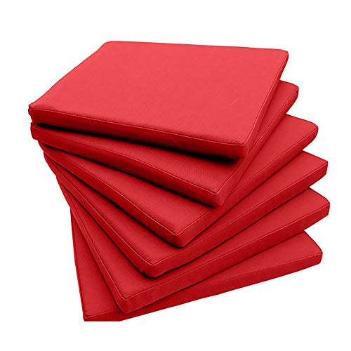 Uheng 6 Pack Patio Outdoor Chair Cushions With Ties, Seat Pads Mat, Waterproof Removable Cover, Comfort Memory Foam Nonslip For Garden Deck Picnic Beach Pool -18" X 18"(Red) #TOP7