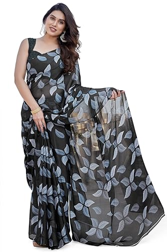 Image of MIRCHI FASHION Saree for Woman Chiffon Floral Printed | Lightweight Comfortable Daily Wear Women's Sari with Unstitched Blouse Piece (Available in 15 Colors)
