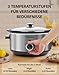 Eamoment Slow Cooker, 3,5 Liter Edelstahl Schongarer mit Keramiktopf, Einstellbare Temperatur, Spülmaschinenfester Keramiktopf und Deckel aus Gehärtetem Glas, 200W