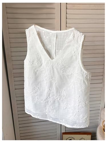 SweatyRocks Girl's Cute Bow Sleeveless Vest Summer Embroidery V Neck Tank Tops2