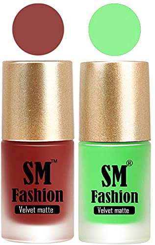 Nail Polishes, Brown-Lime Velvet Matte Nail Paint Combo Set of 2 Pcs 7ml each