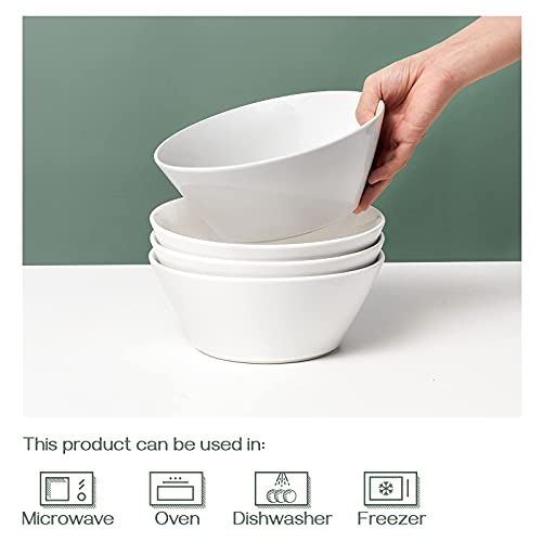 Dowan Ceramic Soup Bowls, 58.5 Ounces Large Salad Bowl Set Of 4, 8.5 Inches White Serving Bowls, Large Snack Bowls Bouillon Cups For Kitchen, Dishwasher & Microwave Safe #TOP6