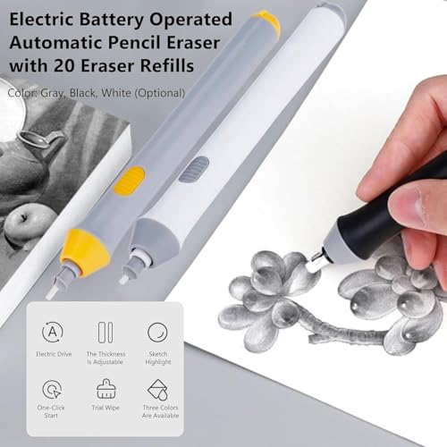 Image of Corslet Electric Erasers for Artist & Kids | Battery-Operated Mechanical Eraser for Sketching, Drawing & Art | Electric Eraser for Kids 22 Refills & 2 Holders Art Eraser (2.3mm & 5mm)