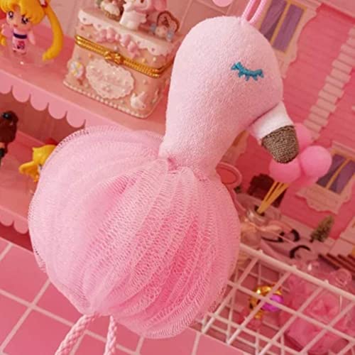 Esponja loofah ducha flamenco puf bola malla bañera exfoliador cuerpo baño 7