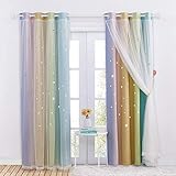 Produktdetails: Jeder Paket enthält 2 Stücke Sternevorhänge mit Voile, deren Größe H 213 x B 132 cm beträgt (die Gesamtbreite ist 264 cm). Empfehlen Sie die Gardinenbreite, die das 1,5 bis 2,6-fache der Stangebreite ist, zu bestellen.