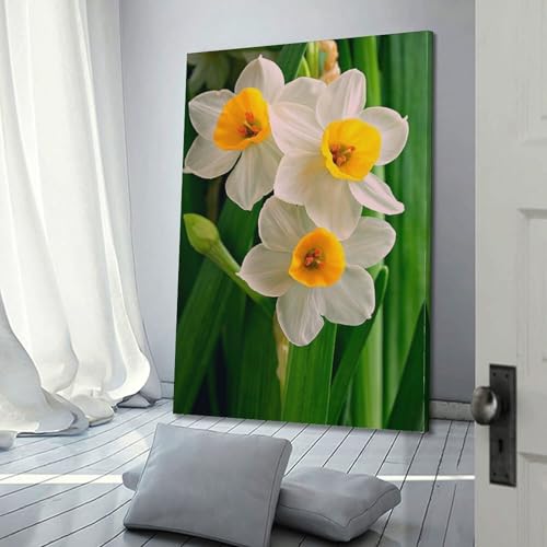 Décoration murale moderne jonquilles pour masquer un mur vide