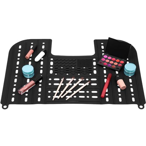 HOLIDYOYO Foldable Sink Cover - Silicone Beauty Makeup Brush Cleaning Mat - Bathroom Sink Cover Silicone Compact Rollable With Hanging Loop And Beauty Makeup Brush Cleaning Mat