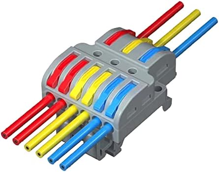 Koverflame Lever Wire Nut Connector, Quick Wiring Cable Connector Push-in Conductor Terminal Block, Splicing Connectors for Circuit Inline (10, LT422D(DIN rail))