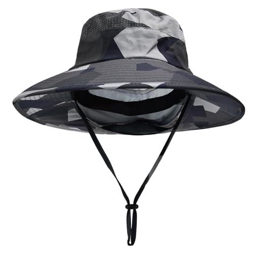 Image of Sun Hats for Men Women Fishing Hat UPF 50+ Breathable Wide Brim Bucket Hats Summer UV Protection Safari Hat with Neck Flap
