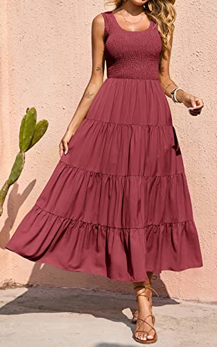Image of PRETTYGARDEN Women's 2026 Casual Loose Plain Maxi Sundress Smocked Tank Dress Sleeveless Summer Beach Tiered Long Dresses