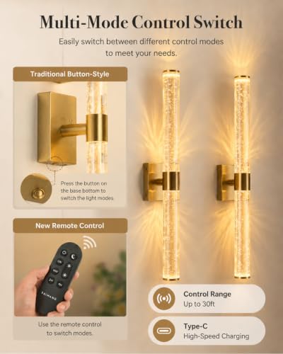 Image of Wireless wall sconces Set of Two, 16000mAh Large Capacity-22 Inch