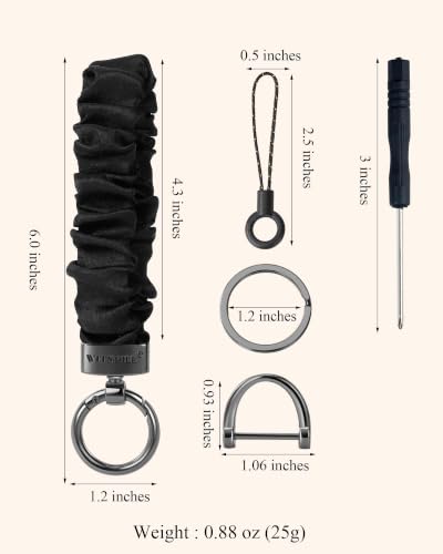 Image of WEESMILE Scrunchie Keychain Wristlet for Car Key Chain with D Key Ring