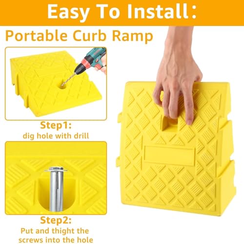 Rampas de umbral portátiles 2-pack para bordillos 4 pulg miniatura 5