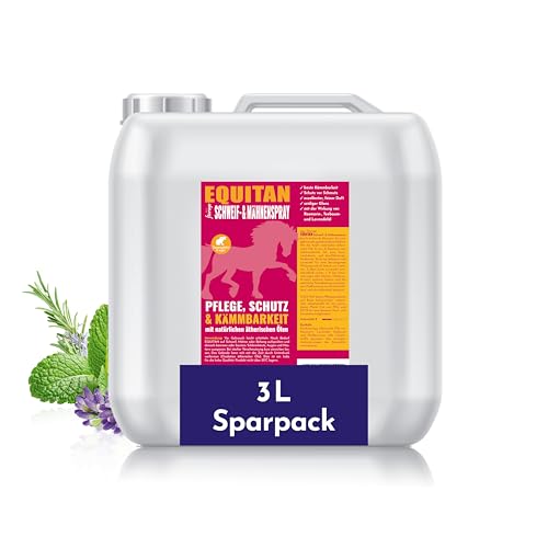 florage EQUITAN Schweif & Mähnenspray für Pferde Für Pflege und Kämmbarkeit Mit Ätherischen Ölen ohne PEG und EDTA Vegan 3l