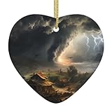 Ajoutez une touche d'élégance à vos portes, fenêtres ou projets d'artisanat avec le charmant pendentif en forme de cœur en céramique imprimé tornade WZYWHJ terrible. Son carrelage en porcelaine en forme d'étoile et sa corde de suspension en font un ajout polyvalent et élégant à tout décor de vacances, apportant joie et joie festive partout où il est suspendu.
