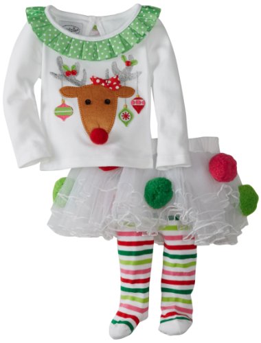 Mud Pie Baby Girls' Reindeer Pom Pom Tutu Set