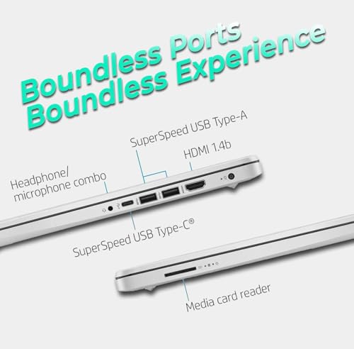 Image of HP 14 inch Laptop, Intel Dual-Core CPU, 16GB RAM, 256GB SSD, Soft White Finish, HD Display, Windows 11, Microsoft 365 Web Apps with 1TB OneDrive