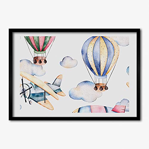 Affiche Tableau Décoratif Tulup Cadre MDF 70x50 cm Peinture Photo Murale Avions Ballon