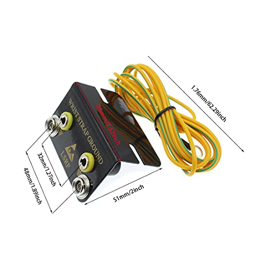 Image of L-Type Anti-Static ESD Ground Socket Dual Banana Plugs Ground Connector with 71inch Grounding Cable for Static Wrist Strap Grounding Pad Table Mat