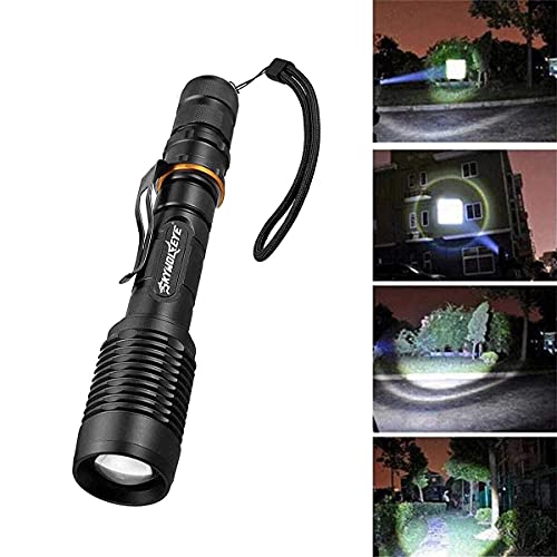 Helle Taschenlampe 5 Modi mit 8 Pack 18650-Batterien und 1 Pack 4 Steckplätzen USB Ladegerät, 2000 Lumen, Wasserdicht Zoomable Taschenlampe Wiederaufladbar für Camping Radfahren Hundespaziergänge – Bild 5