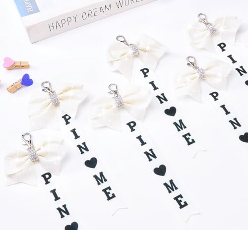 Image of Cheer Pin Me Ribbon Cheerleader Pin Me Bow Cheer Bow Keychain with Rhinestones Cheerleading Sports Accessory Gift