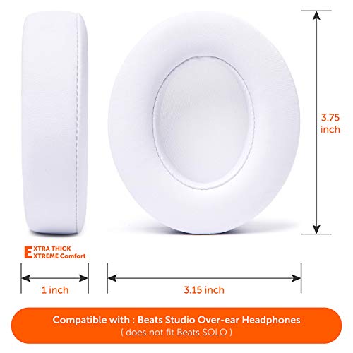 Wc Wicked Cushions Replacement Ear Pads For Beats Studio 2 & 3 (B0501, B0500) Wired & Wireless | Does Not Fit Beats Solo | Softer Pu Leather, Enhanced Foam & Stronger Adhesive | White #TOP2