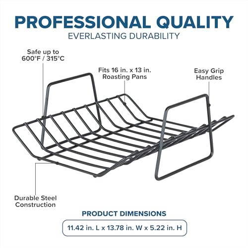 Image of Viking Nonstick Roasting Pan Rack, Fits 16 x 13 Inch Roaster Pans, Great for Turkey, Dishwasher and Oven Safe, Black