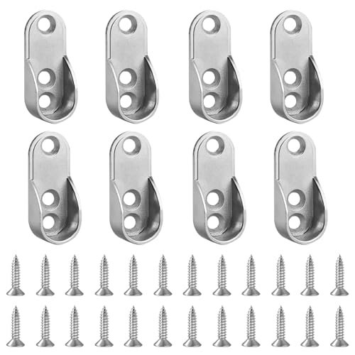 8 Stück Kleiderstange Halterung, Kleiderstangenhalter Metall, Schrankrohrlager Oval Kleiderstange Schrank Halterung, Garderobenrohrhalterung, Schrankhalterung für Stangen, mit Schrauben