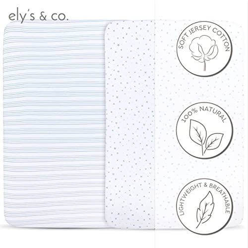 Crib Sheets Set 2 Pack - Baby Crib Sheets With 100% Jersey Cotton - Crib Sheets For Boys And Girls, Newborn Essentials (Blue Stars & Stripes) #TOP3