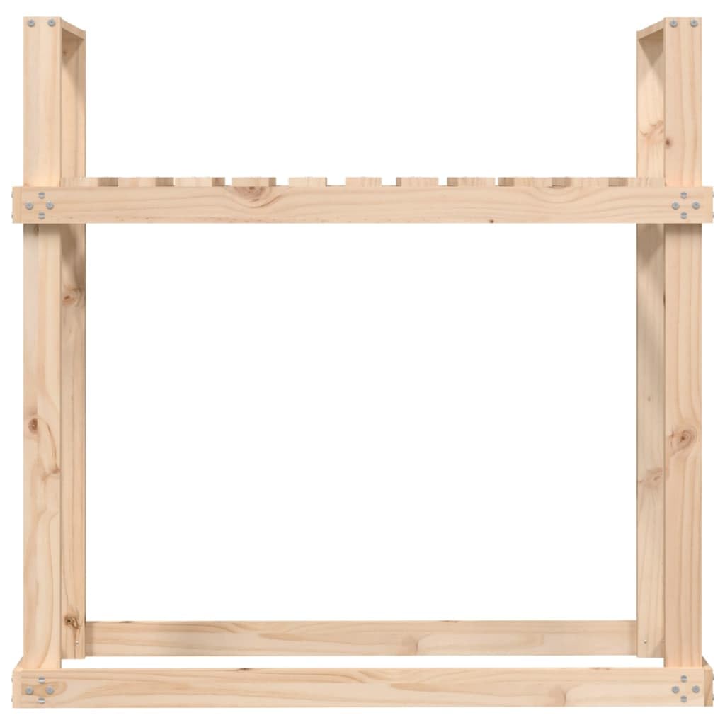 Regał na drewno kominkowe z litego drewna sosnowego, 110 x 35 x 108,5 cm, stojak na drewno opałowe z miejscem do przechowywania na drewno, do salonu, ogrodu, praktyczna pomoc w układaniu w