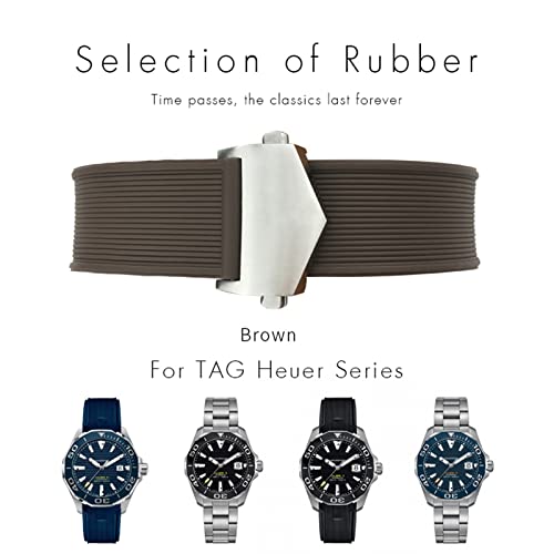 Bracelet de montre en caoutchouc de silicone 20mm 22mm bleu marron pour montre Carrera F1 - 4