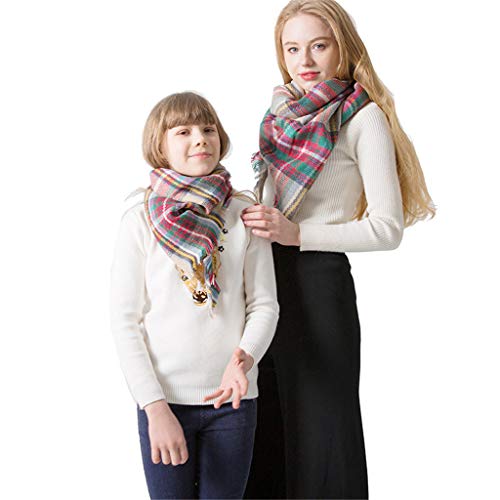 Mom and Daughter Matching Scarfs Mommy and Me Scarf Set Plaid Towel Activity Scarf Fashion Tartan Scarves Wrap Shawl4