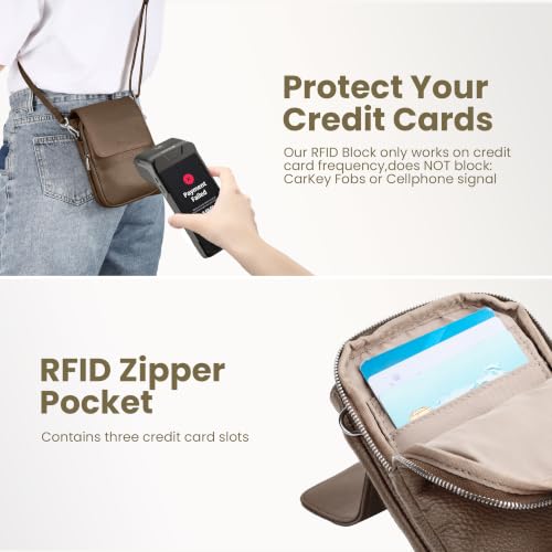 Image of befen Genuine Leather Crossbody Bags for Women, Cell Phone Cross body Purse Bag with RFID Blocking Card Slots