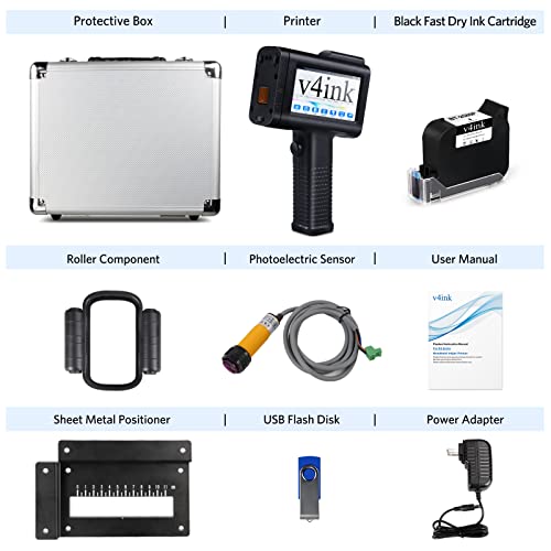V4Ink Bentsai Handheld Printer Bt-Hh6105B2, Portable Handheld Inkjet Printer With 4.3 Inch Led Touch Screen Mobile Inkjet Coder 0.09-0.5’’ Print Height For Qrcode Barcode Date Logo Text On Any Surface #TOP5