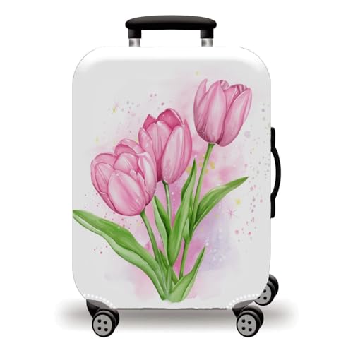 LNXSESN Funda Maleta Cabina Impresión Amarilla Rosa Funda para Maletas de Viaje Elástico Fundas Maletas de Viaje Lavable Protector de Equipaje con Cremallera Fundas para Maleta para 19-21 Pulgadas