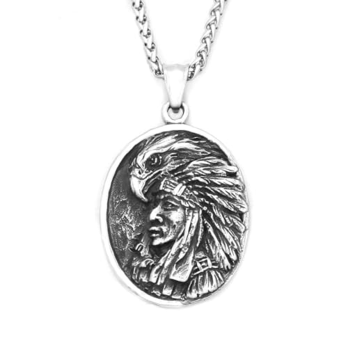 Amulette chef indien et son collier aigle vintage, le cadeau masculin idéal