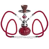 hibron® narghilè narghile 25 cm cristial narghilè hookah pipa ad acqua motivo diamante waterpipe 2 manguera rosso